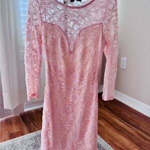 Windsor Blush Lace Long Sleeve Dress